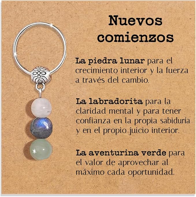 Bramart Llavero Personalizado con Cristales Naturales, Idea de Regalo Nuevos Comienzos Piedras Curativas Regalos para él Hombre para ella Mujer Cristal Sanador Dedicación Especial