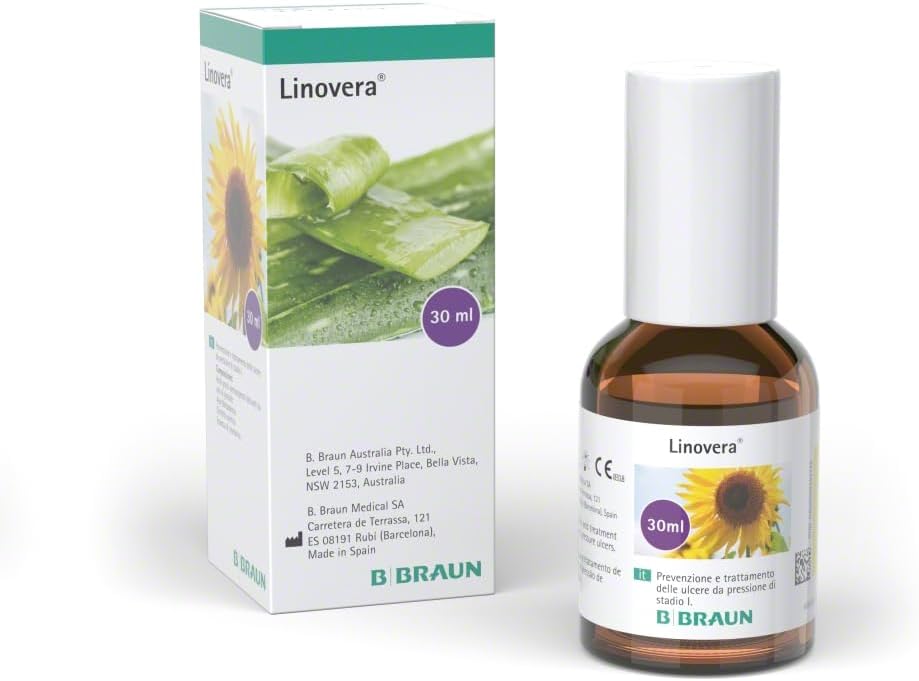 BBraun Linovera Spray, Tratamiento para Úlceras por Presión, con Ácidos Grasos Hiperoxigenados, Aloe Vera y Centella Asiática, 30ml