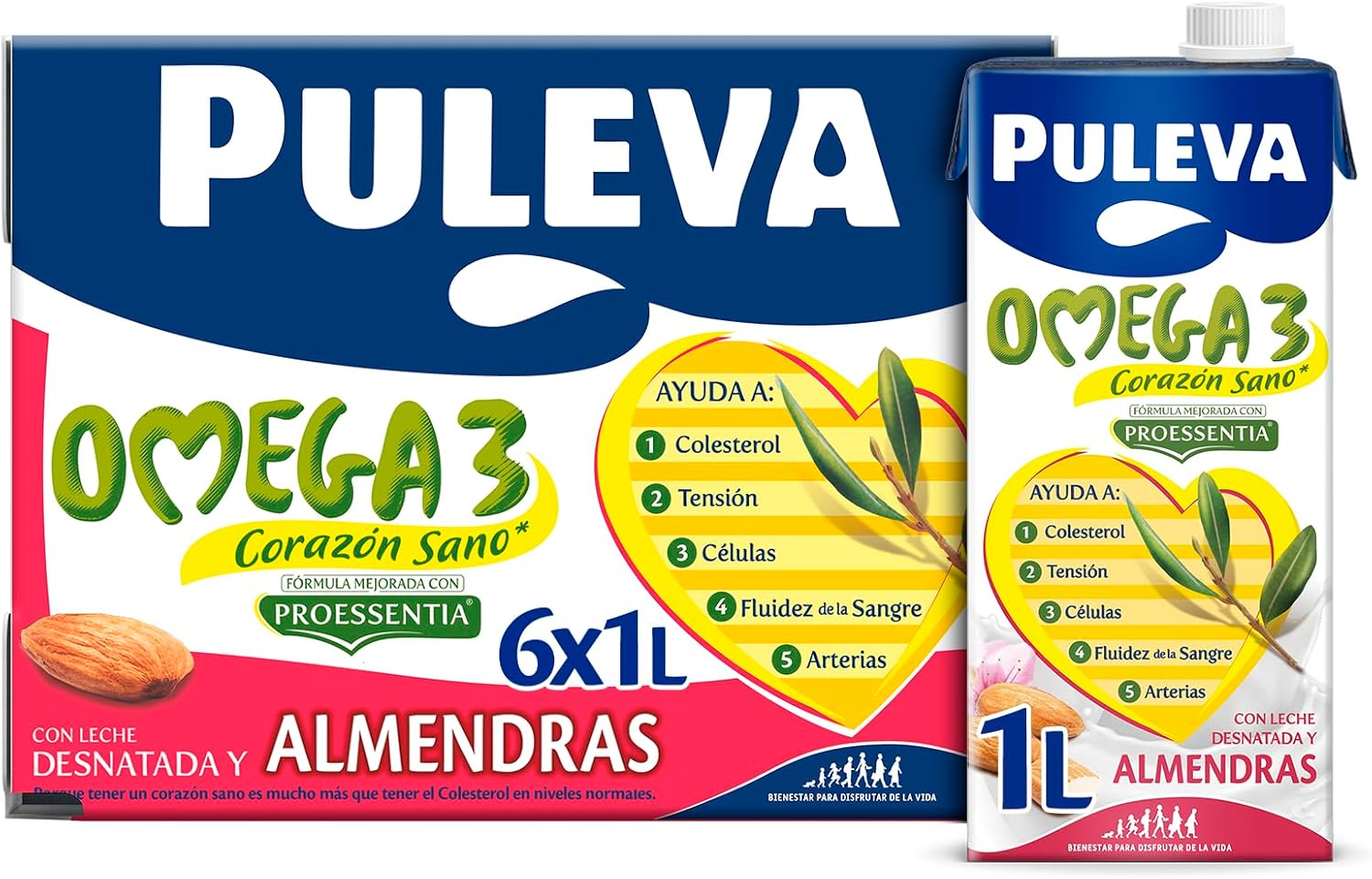 Puleva Omega 3 Proessentia® Almendras brik 1L – Caja 6 litros