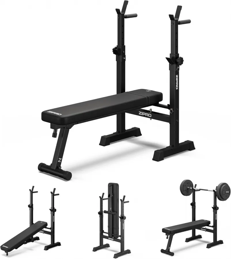 ZIPRO Banco de musculación para press de banca banco plano con soport