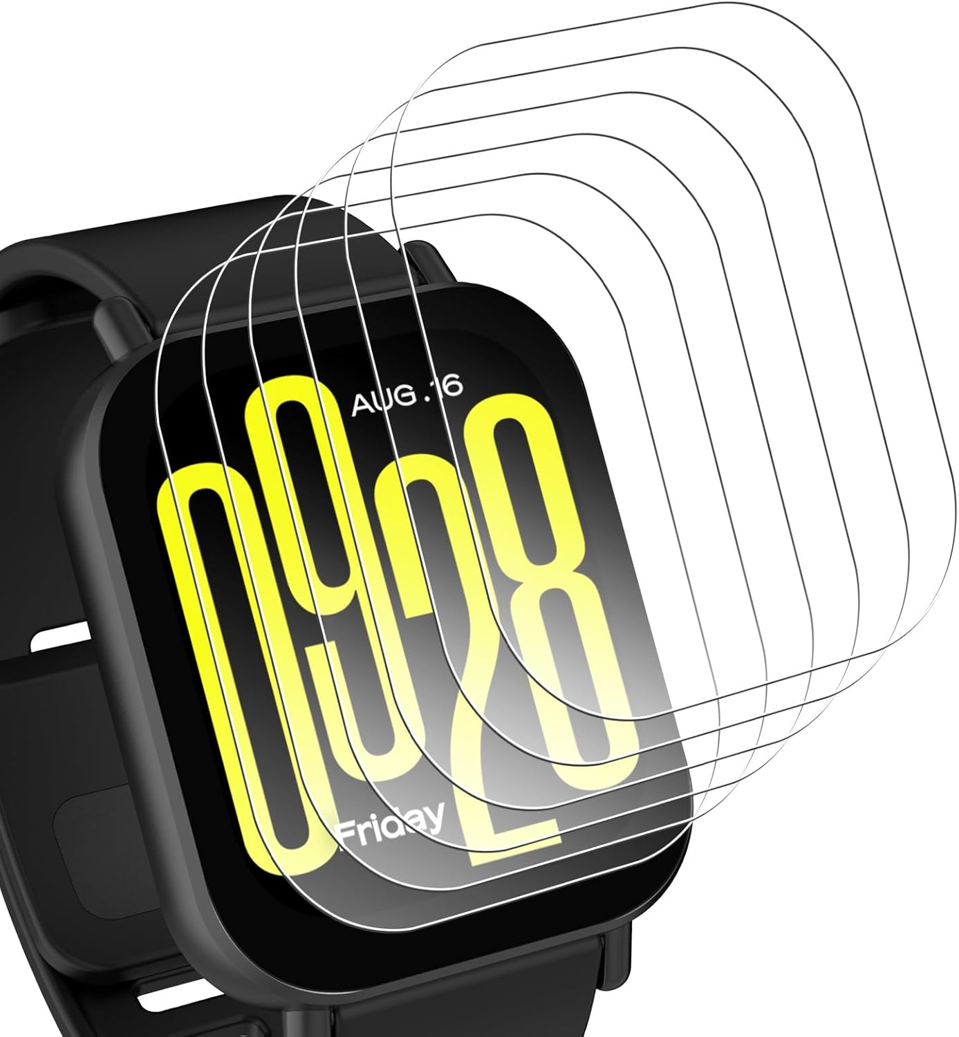 6 Piezas Protector de Pantalla Compatible con Xiaomi Redmi Watch 5 Active, HD Película Cristal Templado Compatible con Xiaomi Redmi Watch 5 Active, Anti-Arañazo