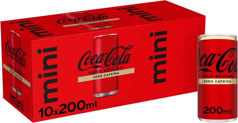 Coca-Cola Zero Sin Cafeína Refresco de Cola Pack 10 Mini 200 ml(Precio Final Con Recompensa 3,48€)