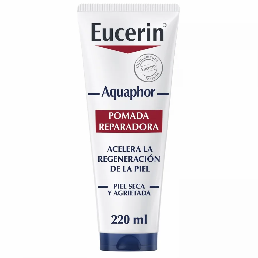 Eucerin Aquaphor Pomada Reparadora 220 ml – Crema Corporal Hidratante para Piel Seca y Agrietada - Pomada Cicatrizante con Pantenol y Bisabolol que Calma y Regenera