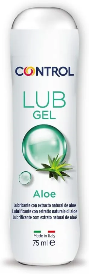 CONTROL Lub Aloe - Gel Lubricante con Extracto Natural de Aloe y Aroma a Jazmín - 75 mililitros - Base acuosa - Hipoalergénico - Sin azúcar - No mancha - Transparente