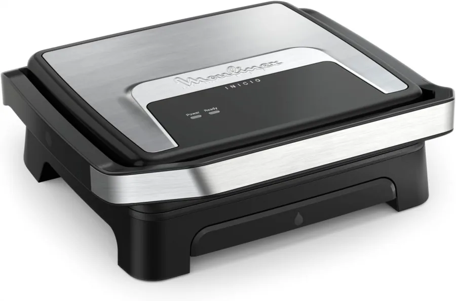 Plancha de Paninis y Grill de 2000W, Inox | 4/6 Personas, Placas Antiadherentes, Placas Antiadherentes, Superficie Amplia, Bandeja de Goteo, Apta Lavavajillas