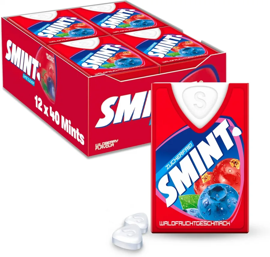 SMINT Tabs Frutas Silvestres, Caramelos Comprimidos Sin Azúcar, Pack 12 uds